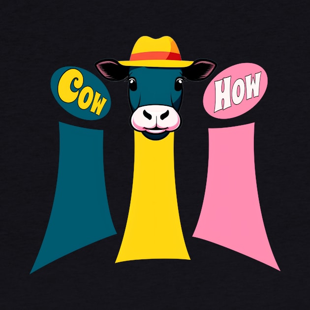 Funny meme sticker- cow how by Assia Art